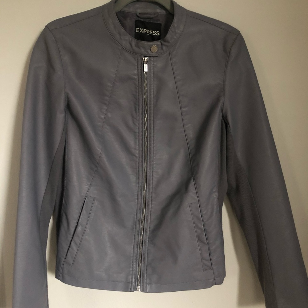 NWT gray express man made leather jacket